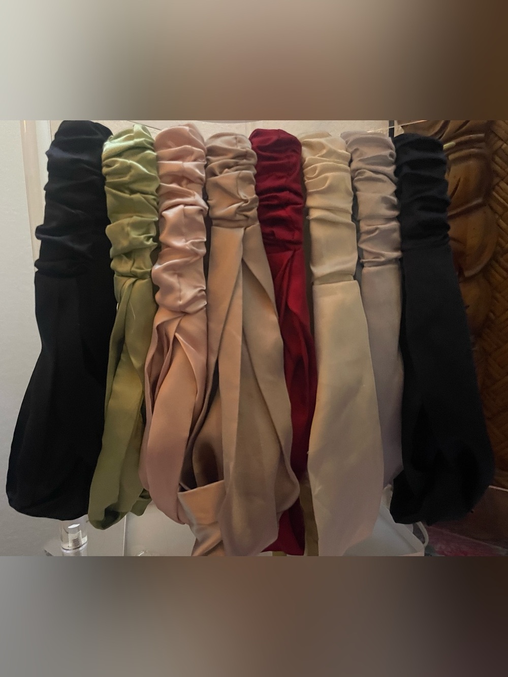 8 Assorted Ruched Headbands in Mixed Colors
